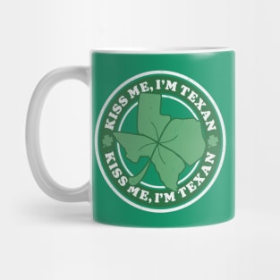 Vintage Kiss Me, I'm Texan // Funny St Patrick's Day // Retro St Paddy's Day Texas Mug